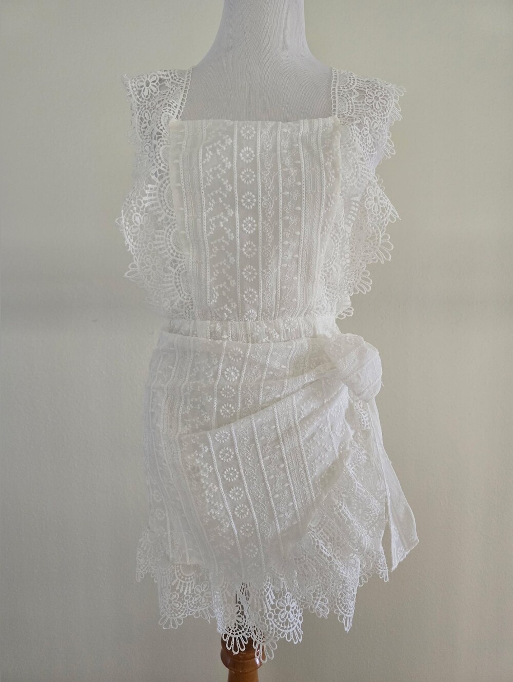 White Lace Overlay Mini Dress